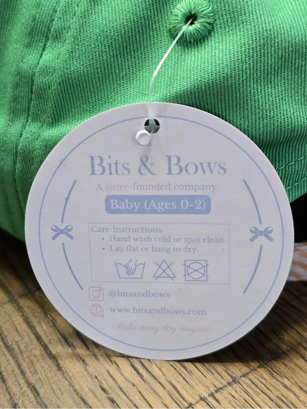 Bits & Bows Kids Triceratops Dinosaur Baseball Hat Mint Green NWT Age 0-2